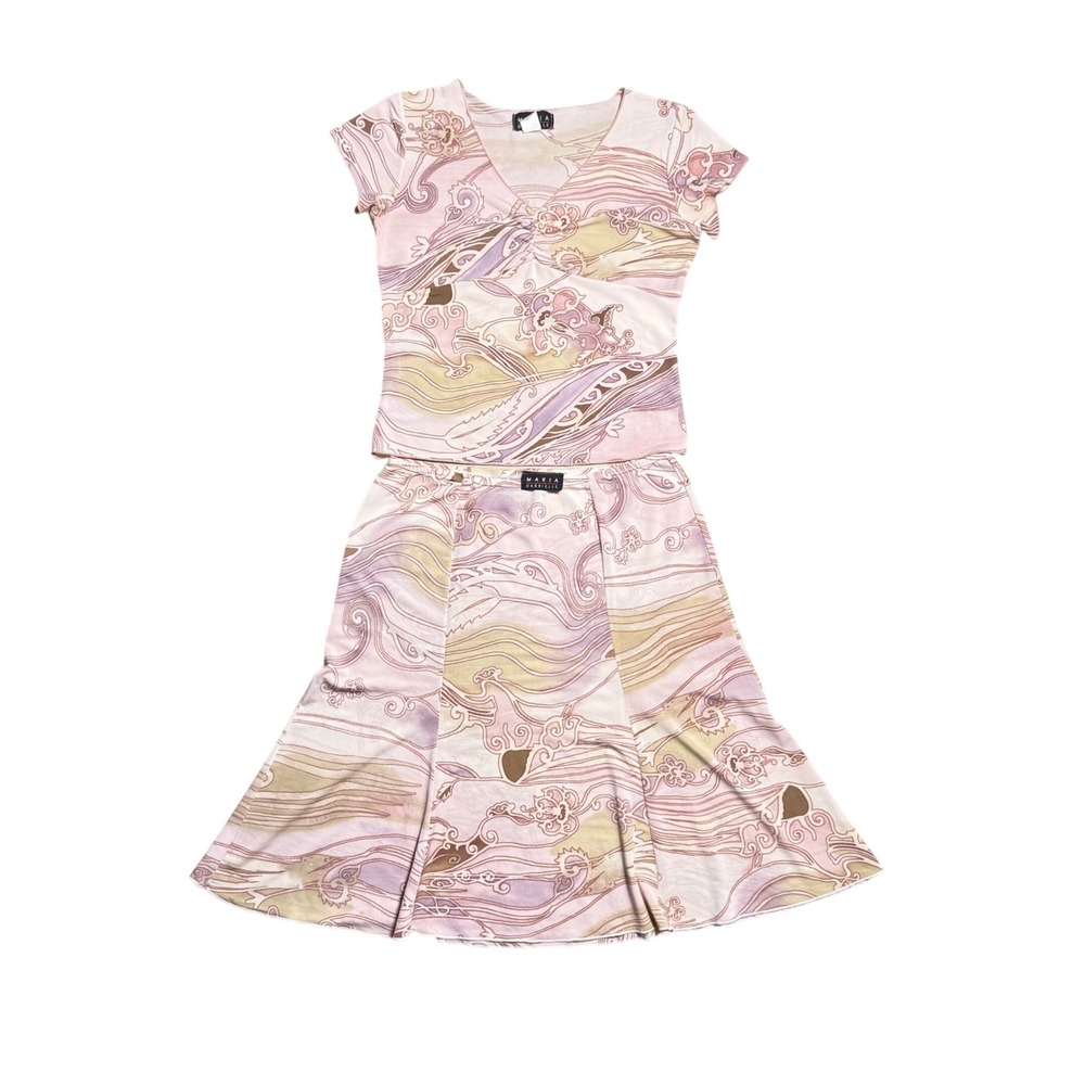 Maria Gabrielle Pink  Floral Skirt Set